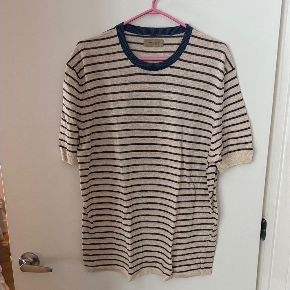 Falconeri Beige and Navy Striped Tee